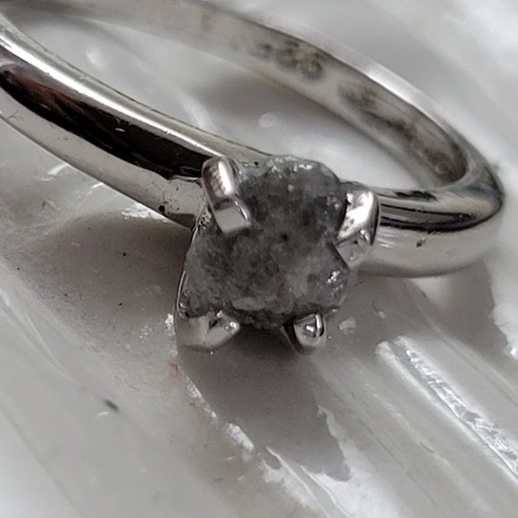 Rare Promise Ring Real Diamond Rock Four Prong  Sterling Silver Size 7 - Picture 4 of 9